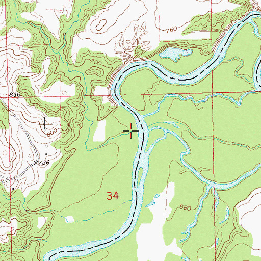Topographic Map of Hardies Creek, WI