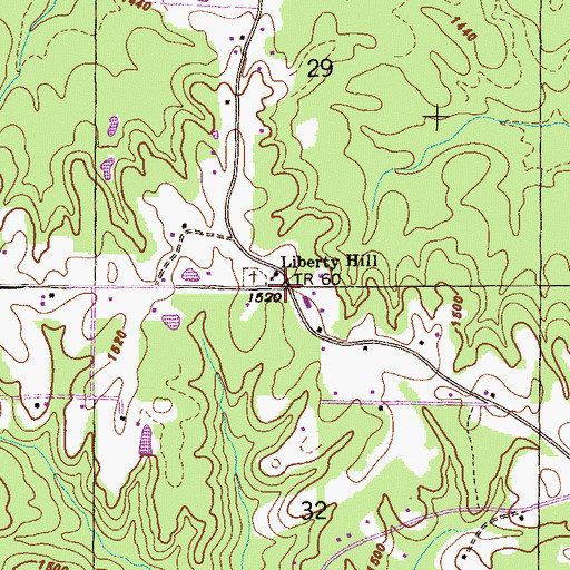Topographic Map of Liberty Hill, AL
