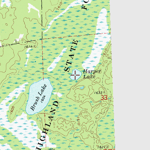 Topographic Map of Harper Lake, WI