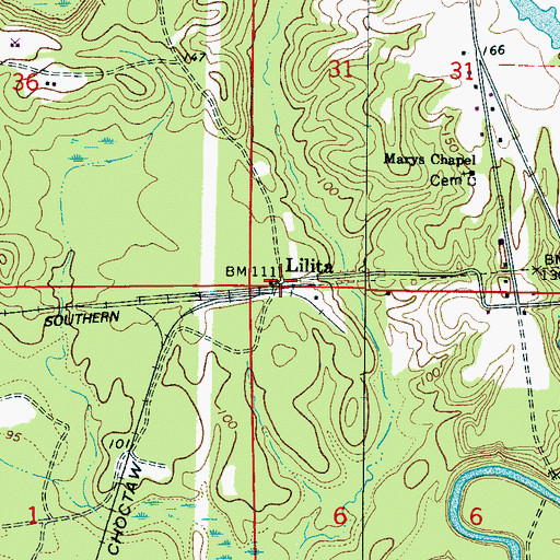 Topographic Map of Lilita, AL