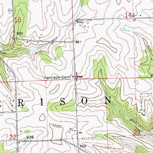 Topographic Map of Harrison Cemetery, WI