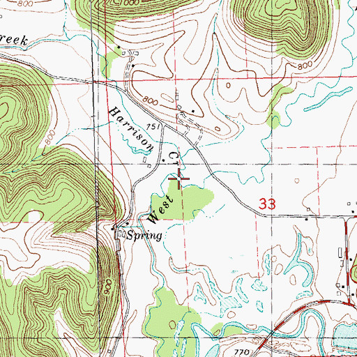 Topographic Map of Harrison Creek, WI