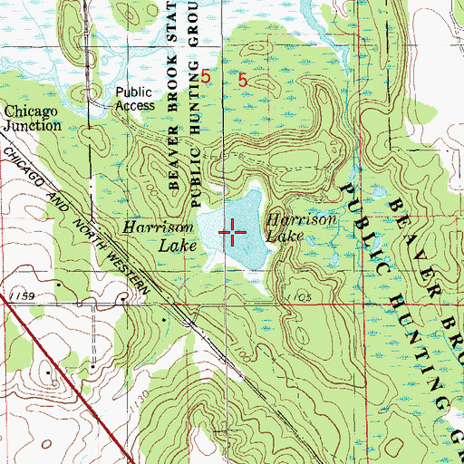 Topographic Map of Harrison Lake, WI