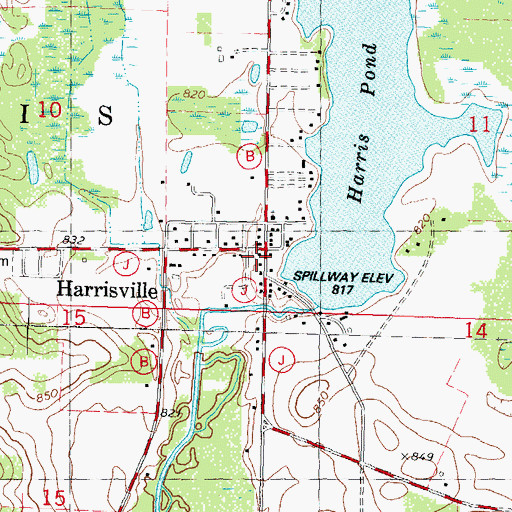 Topographic Map of Harrisville, WI