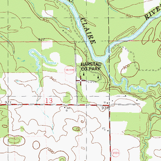 Topographic Map of Harstad County Park, WI