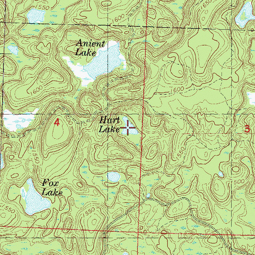 Topographic Map of Hart Lake, WI