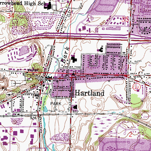 Topographic Map of Hartland, WI