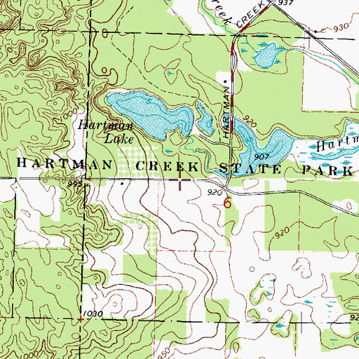 Topographic Map of Hartman Creek State Park, WI