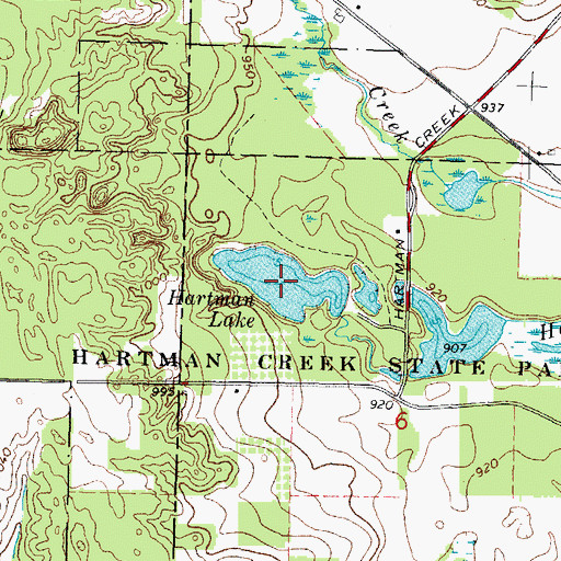 Topographic Map of Hartman Lake, WI