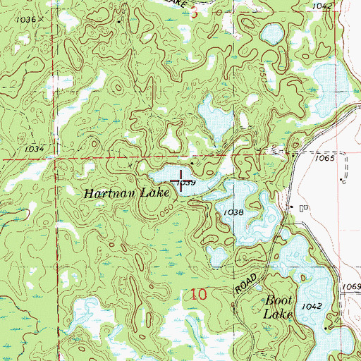 Topographic Map of Hartnan Lake, WI