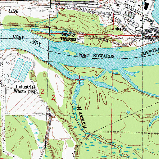 Topographic Map of Harvey Creek, WI