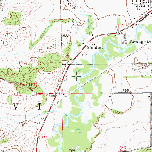 Topographic Map of Harvey Creek, WI