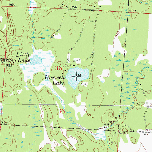 Topographic Map of Harwell Lake, WI