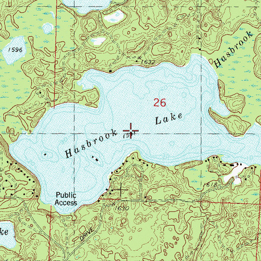 Topographic Map of Hasbrook Lake, WI
