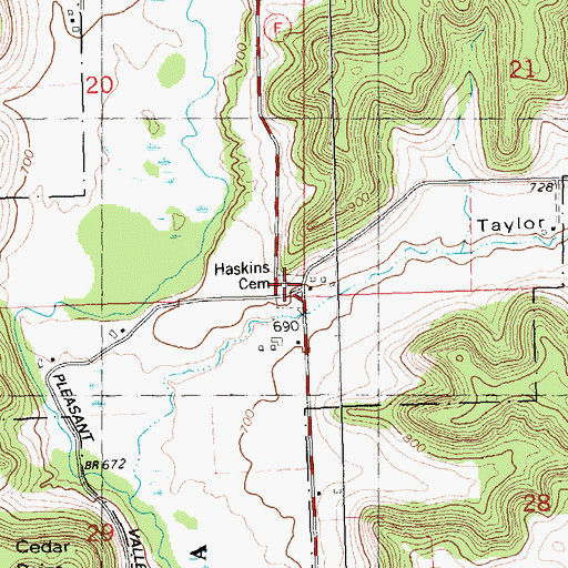 Topographic Map of Haskins Cemetery, WI
