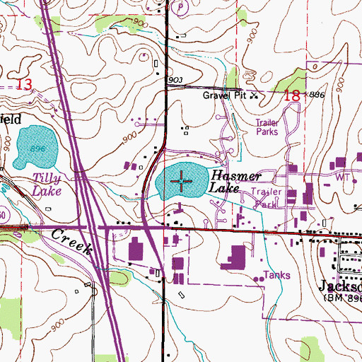 Topographic Map of Hasmer Lake, WI