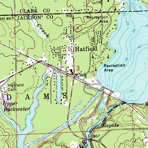 Topographic Map of Hatfield, WI