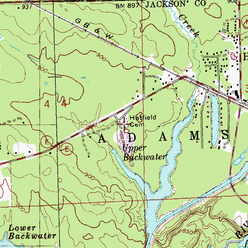 Topographic Map of Hatfield Cemetery, WI