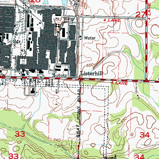 Topographic Map of Listerhill, AL