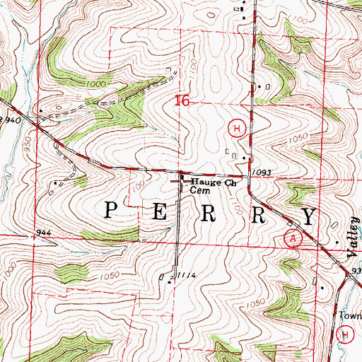 Topographic Map of Hauge Church, WI