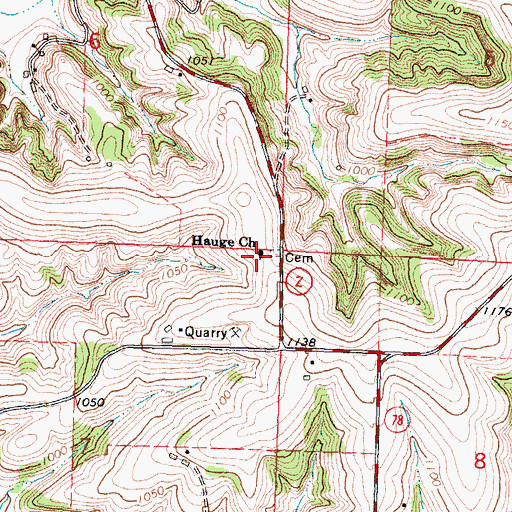 Topographic Map of Hauge Church, WI