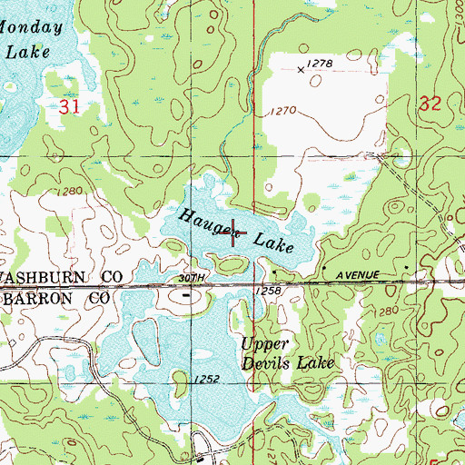 Topographic Map of Haugen Lake, WI