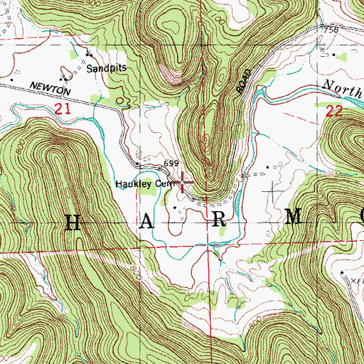 Topographic Map of Haukley Cemetery, WI