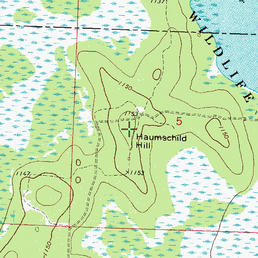 Topographic Map of Haumschild Hill, WI