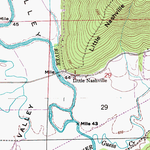 Topographic Map of Little Nashville, AL