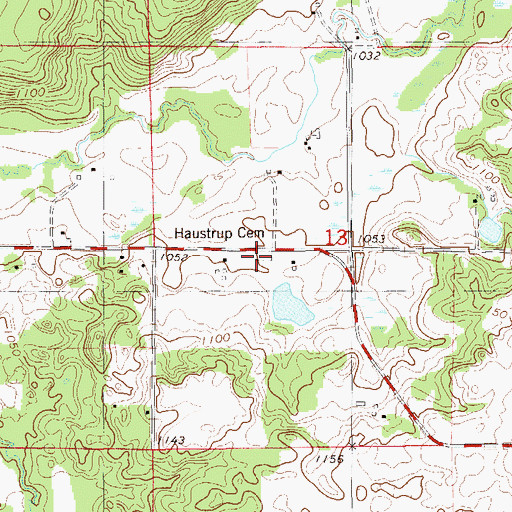 Topographic Map of Haustrup Cemetery, WI