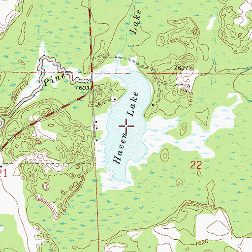 Topographic Map of Haven Lake, WI