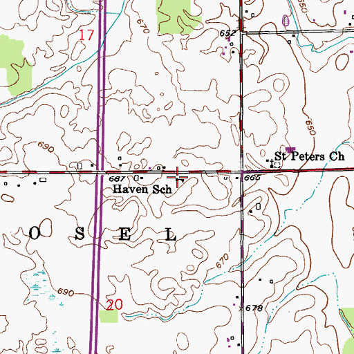 Topographic Map of Haven School (historical), WI