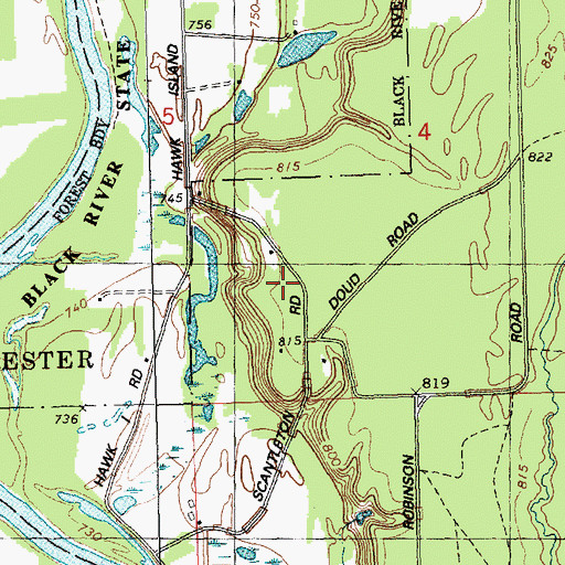 Topographic Map of Hawk Island School, WI