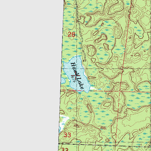 Topographic Map of Hawk Lake, WI