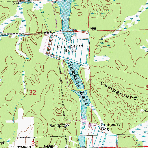 Topographic Map of Hawkins Lake, WI