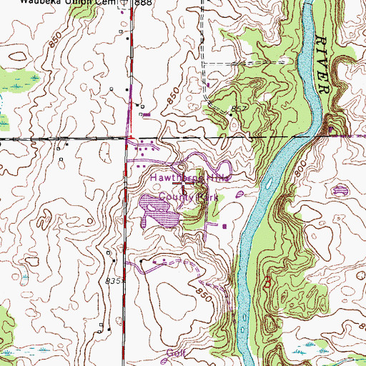 Topographic Map of Hawthorne Hills County Park, WI