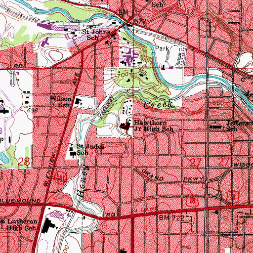 Topographic Map of Hawthorne Junior High School, WI