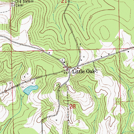 Topographic Map of Little Oak, AL