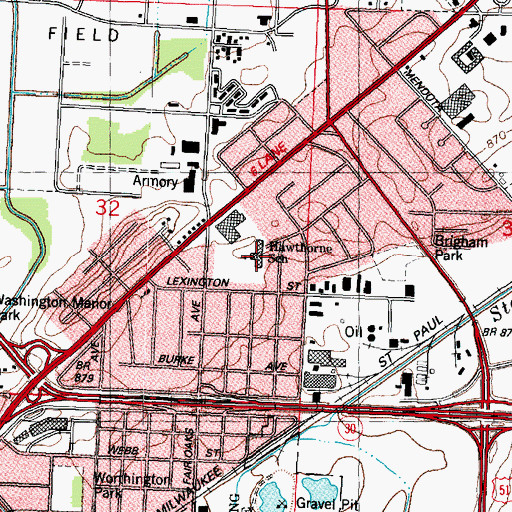 Topographic Map of Hawthorne Elementary School, WI