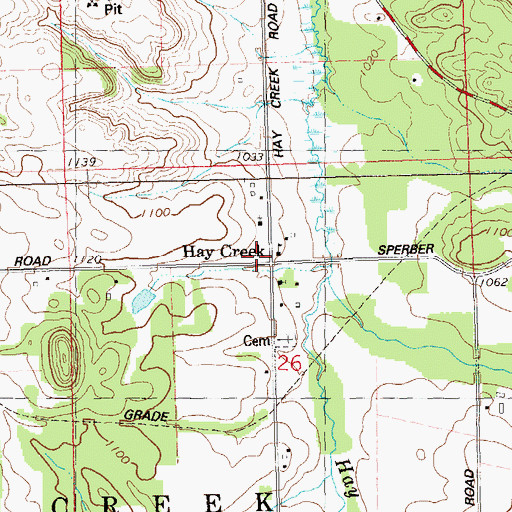 Topographic Map of Hay Creek, WI