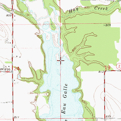 Topographic Map of Hay Creek, WI