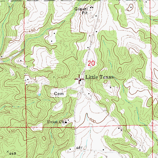 Topographic Map of Little Texas, AL