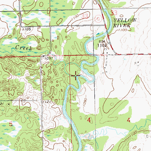 Topographic Map of Hay Creek, WI