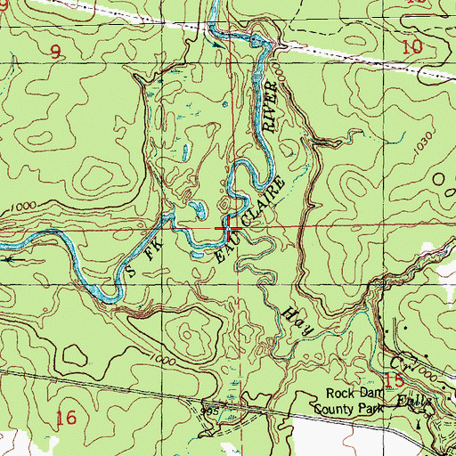 Topographic Map of Hay Creek, WI