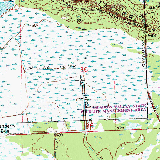 Topographic Map of Hay Creek Ditch, WI