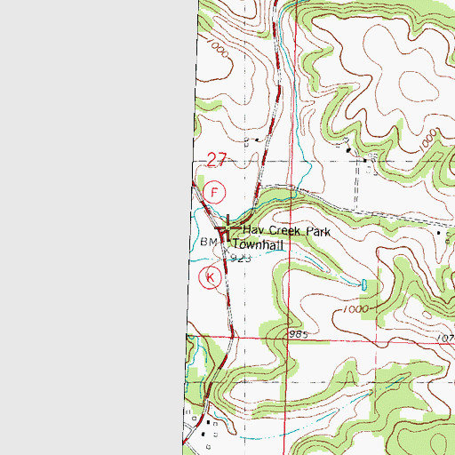 Topographic Map of Hay Creek Park, WI