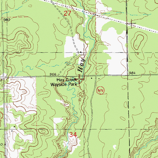 Topographic Map of Hay Creek Wayside Park, WI