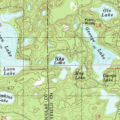 Topographic Map of Hay Lake, WI