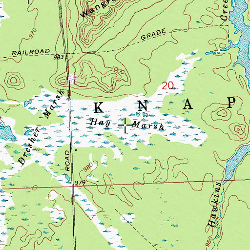 Topographic Map of Hay Marsh, WI