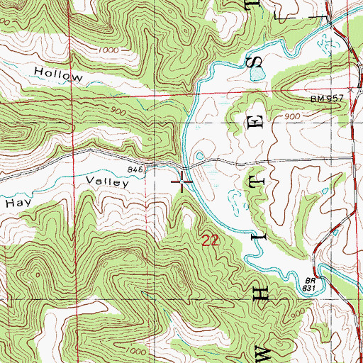 Topographic Map of Hay Valley, WI